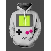 Lovely Boy Street Hooded Collar Print Grey Hoodie