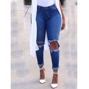 LW Street Hollow-out Deep Blue Jeans