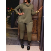 Lovely Casual Turtleneck Long Sleeve Green Plus Si