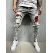 LW Men Stretch Broken Holes Grey Jeans