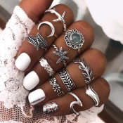 Lovely Stylish 11-piece Silver Ring