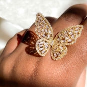 Lovely Trendy Butterfly Gold Ring