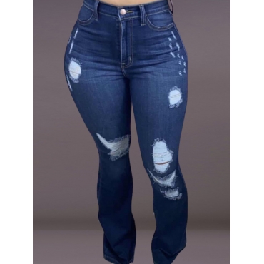 

LW Street Broken Holes Deep Blue Jeans