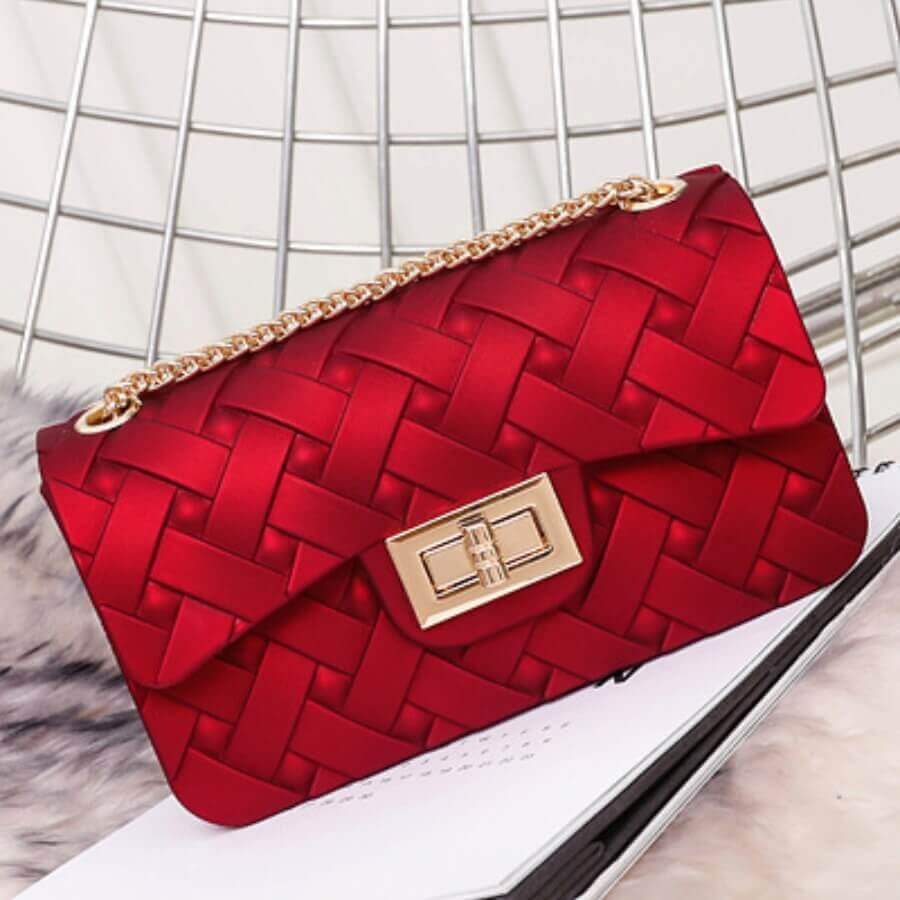 

Lovely Trendy Chain Strap Red Crossbody Bag