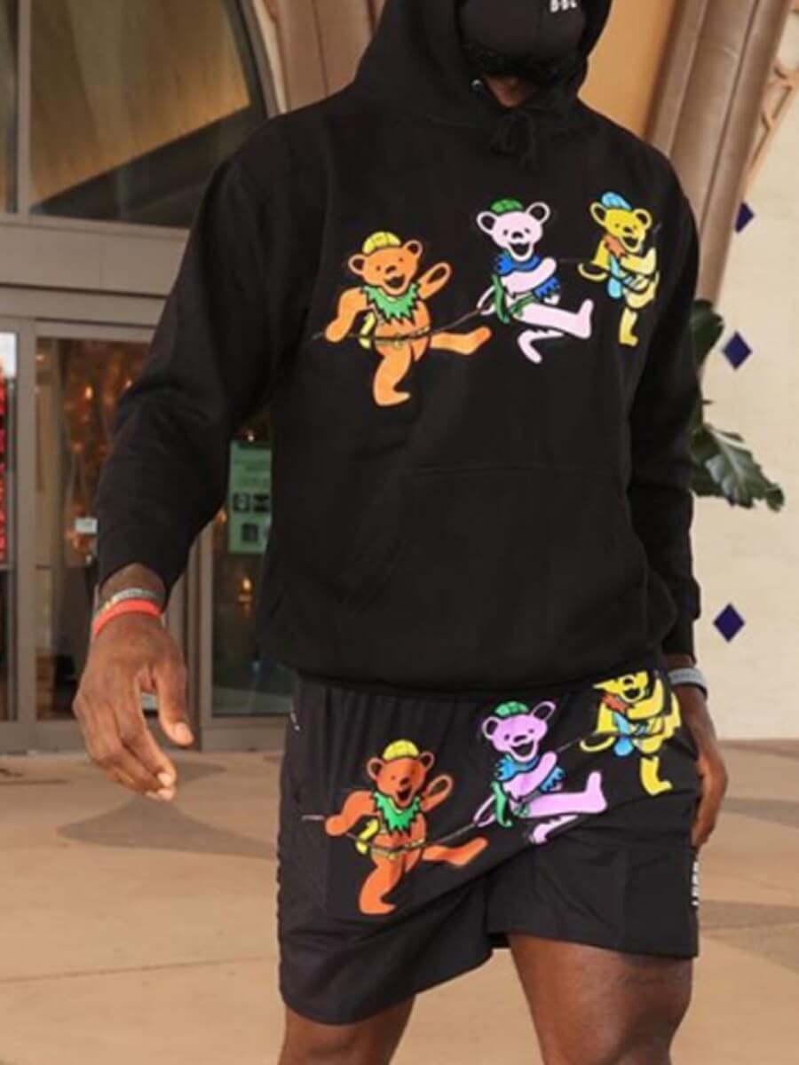 

Lovely Casual Hooded Collar Cartoon Print Black Men Hoodie