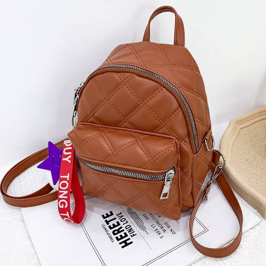 

Lovely Stylish Zipper Design Brown Backpack