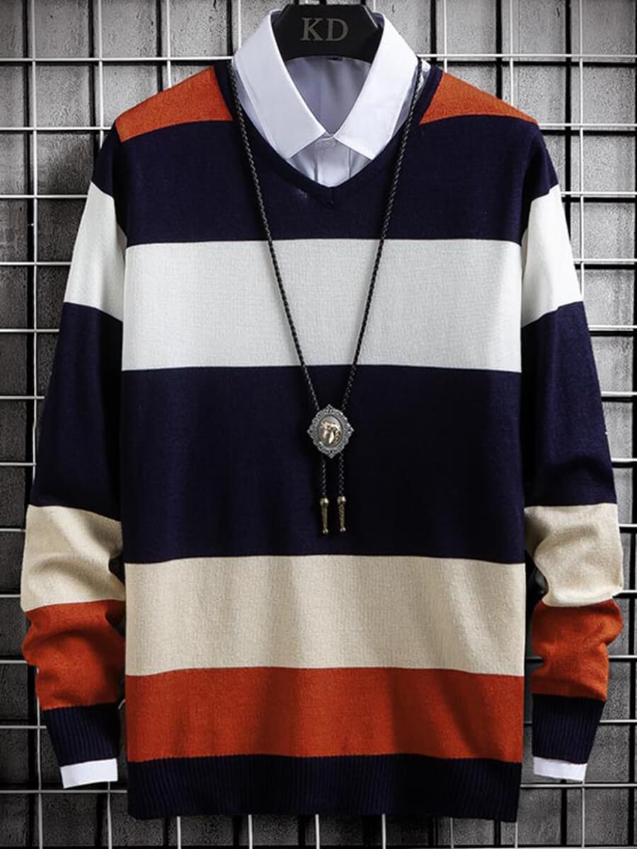 

Lovely Casual O Neck Striped Multicolor Men Sweater, Multi