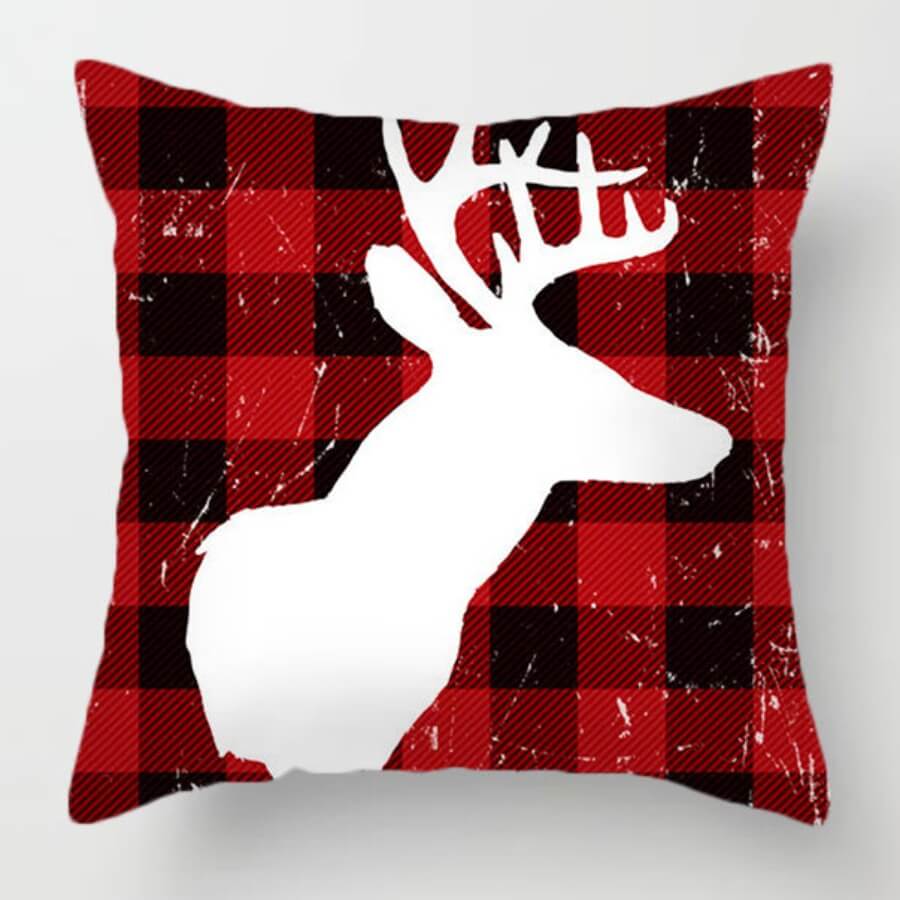 

Lovely Plaid Christmas Day Full Print Red Decorative Pillow Case