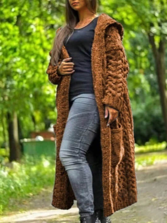 

Lovely Trendy Hooded Collar Pocket Patched Khaki Plus Size Coat