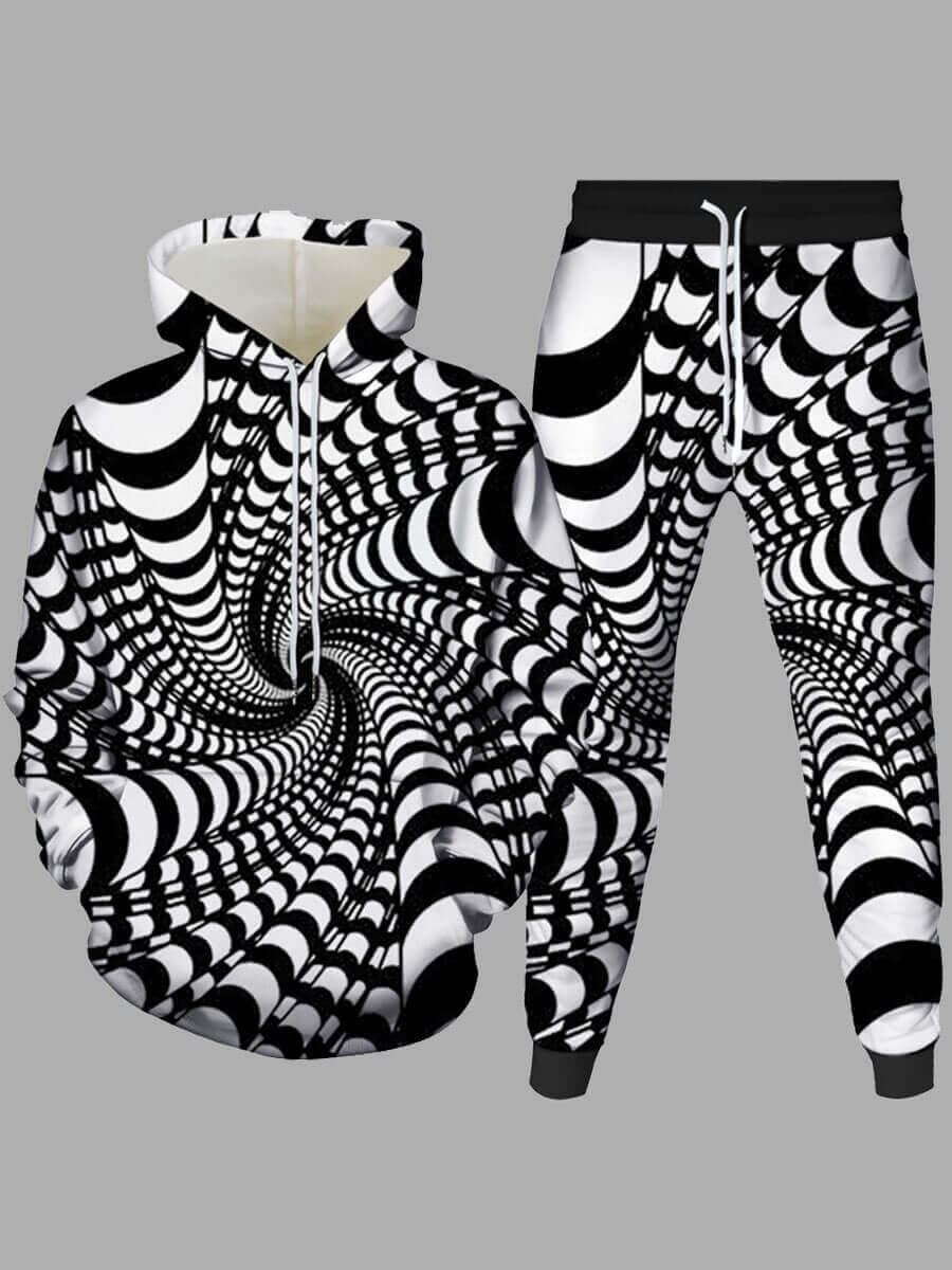 

Lovely Street Hooded Collar Print White Men Two-piece Pants Set