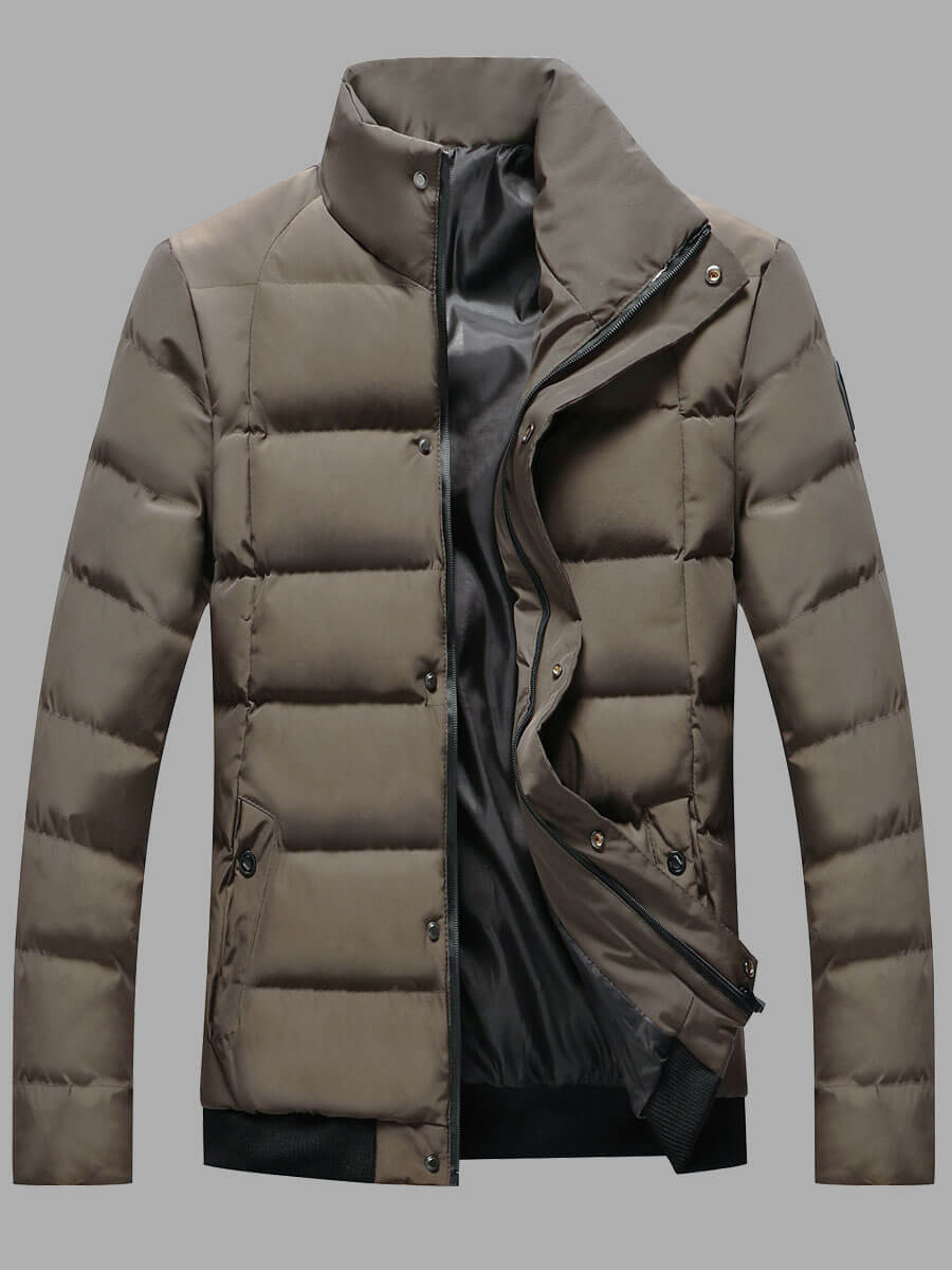 

Lovely Stylish Mandarin Collar Zipper Design Brown Cottonpadded Clothe