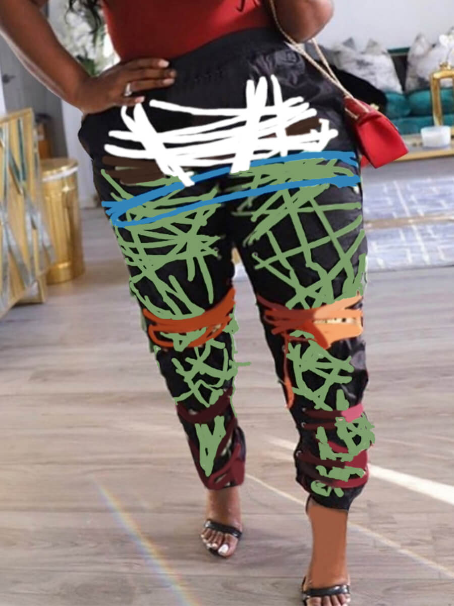 

Lovely Street Print Green Plus Size Pants