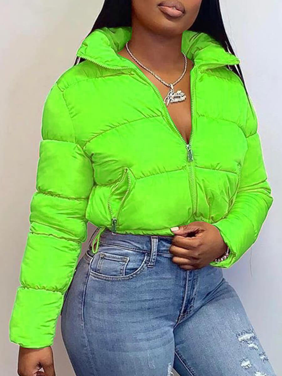 

Lovely Casual Turndown Collar Zipper Design Green Parka