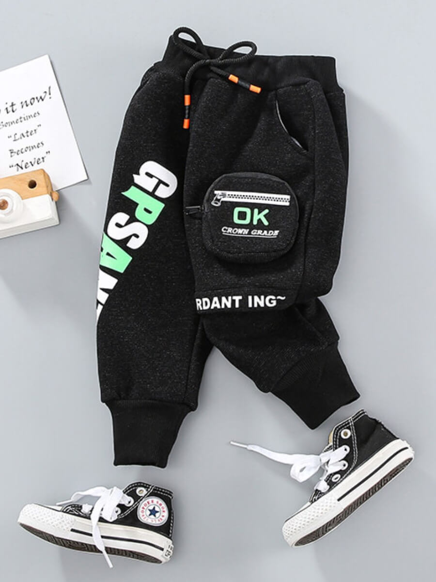 

Lovely Street Letter Print Black Boy Pants