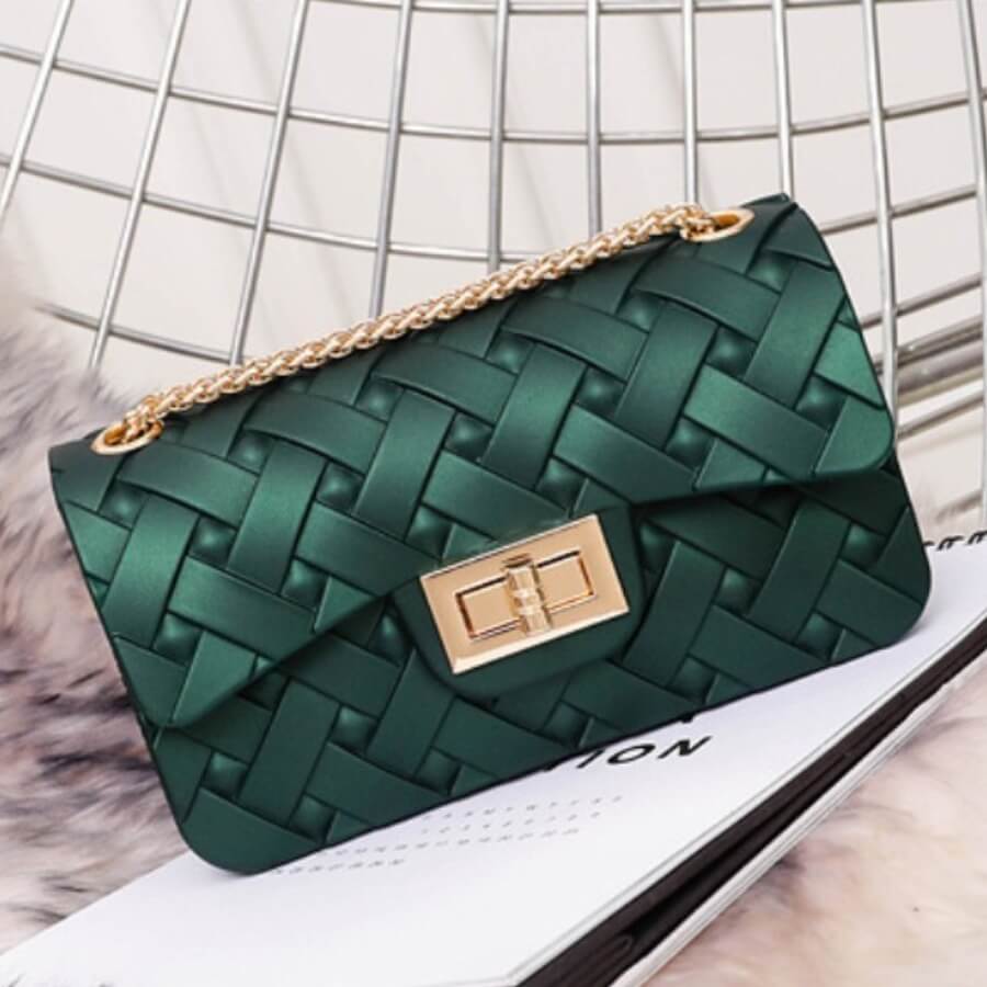 

Lovely Trendy Chain Strap Green Crossbody Bag