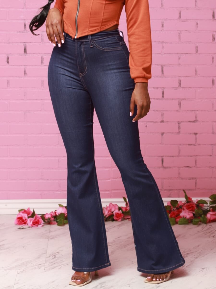 

Lovely Stylish Flared Deep Blue Jeans