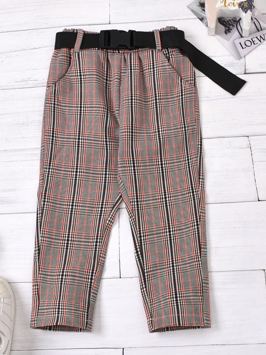 

Lovely Stylish Grid Print Brown Girl Pants