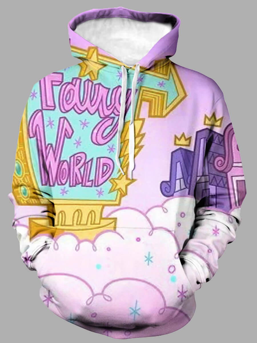 

Lovely Casual Hooded Collar Cartoon Print Powderblue Men Hoodie