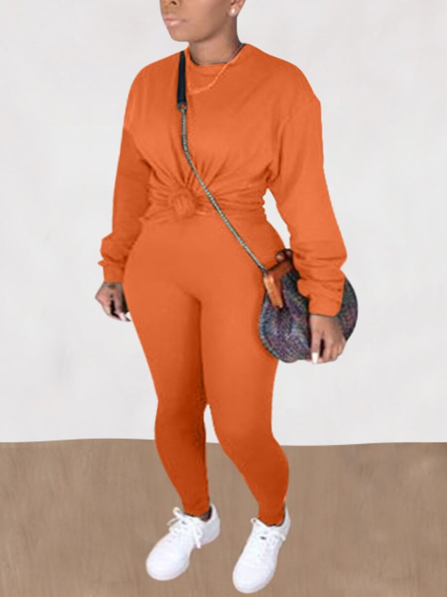 

Lovely Casual O Neck Basic Skinny Jacinth Two Piece Pants Set