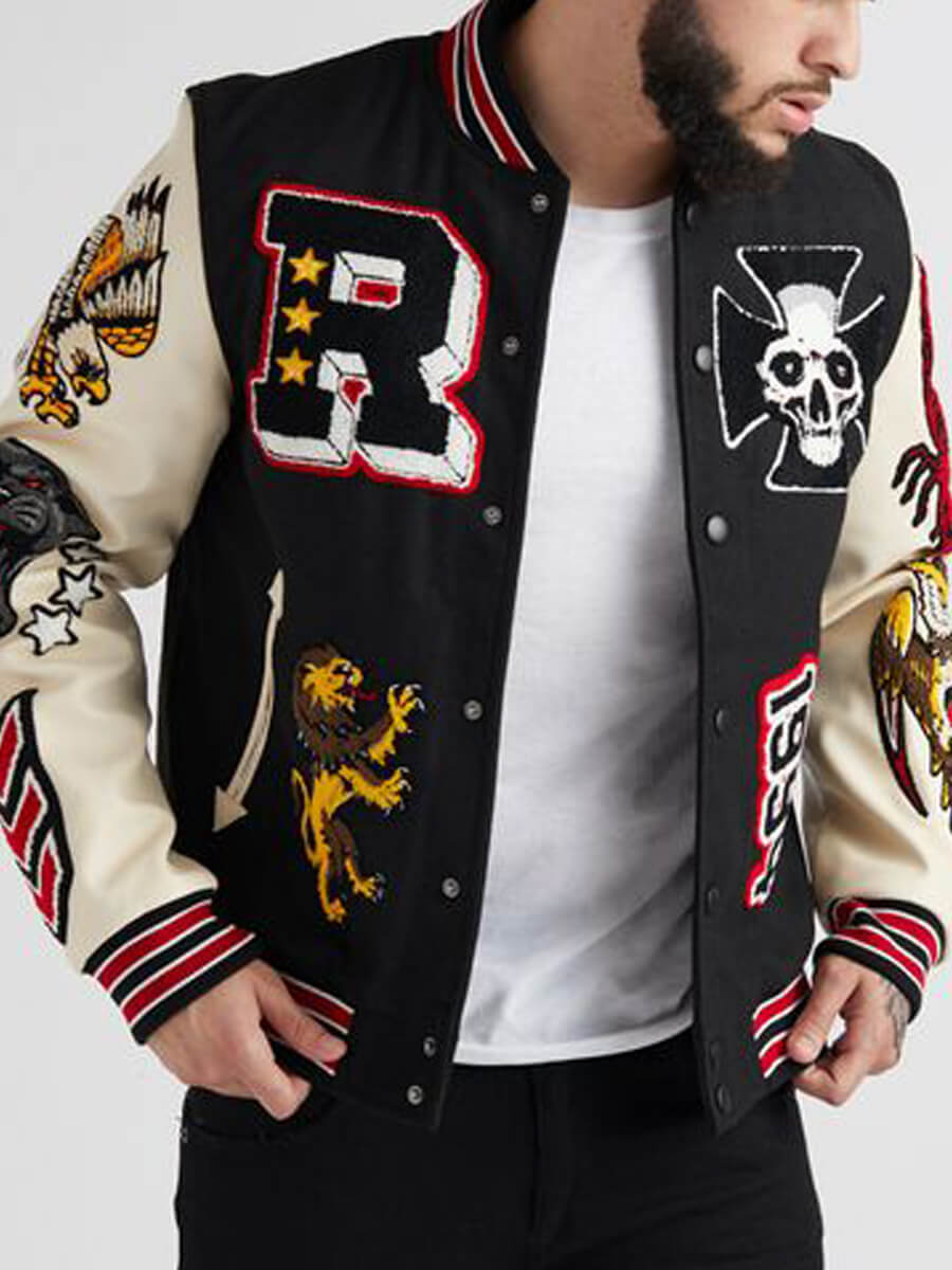 

Lovely Street Print Patchwork Black Men Jacket