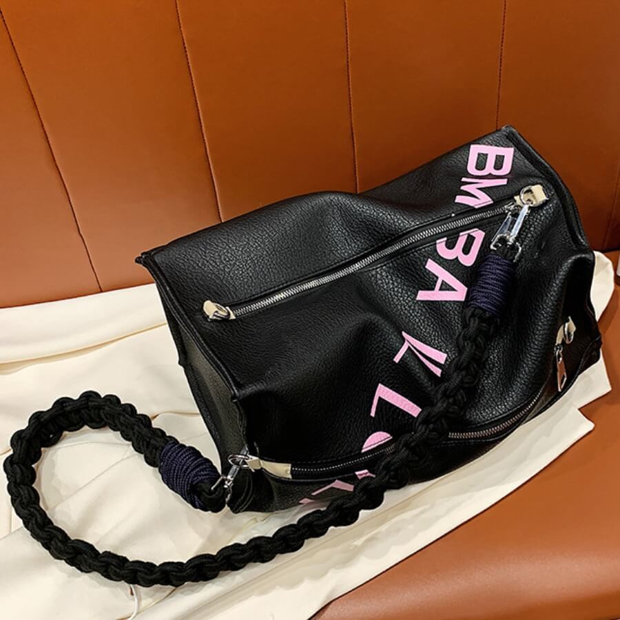 

Lovely Stylish Letter Print Black Crossbody Bag