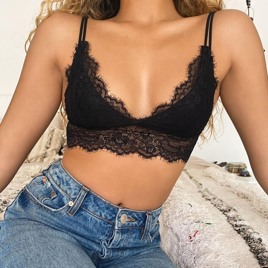 

Lovely Sexy Lace Patchwork Black Bras