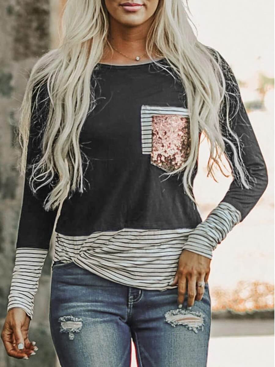 

Lovely Casual Patchwork Grey T-shirt
