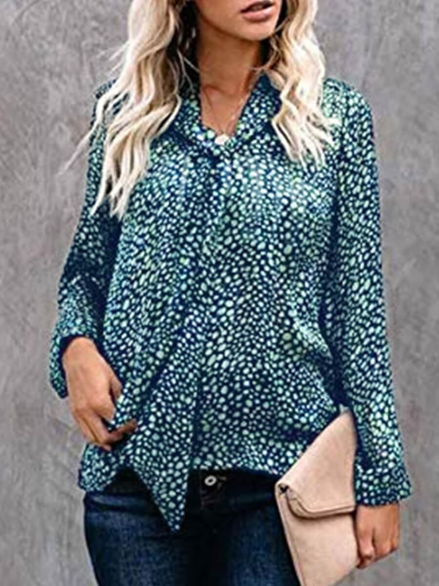 

Lovely Sweet V Neck Floral Print Green Shirt