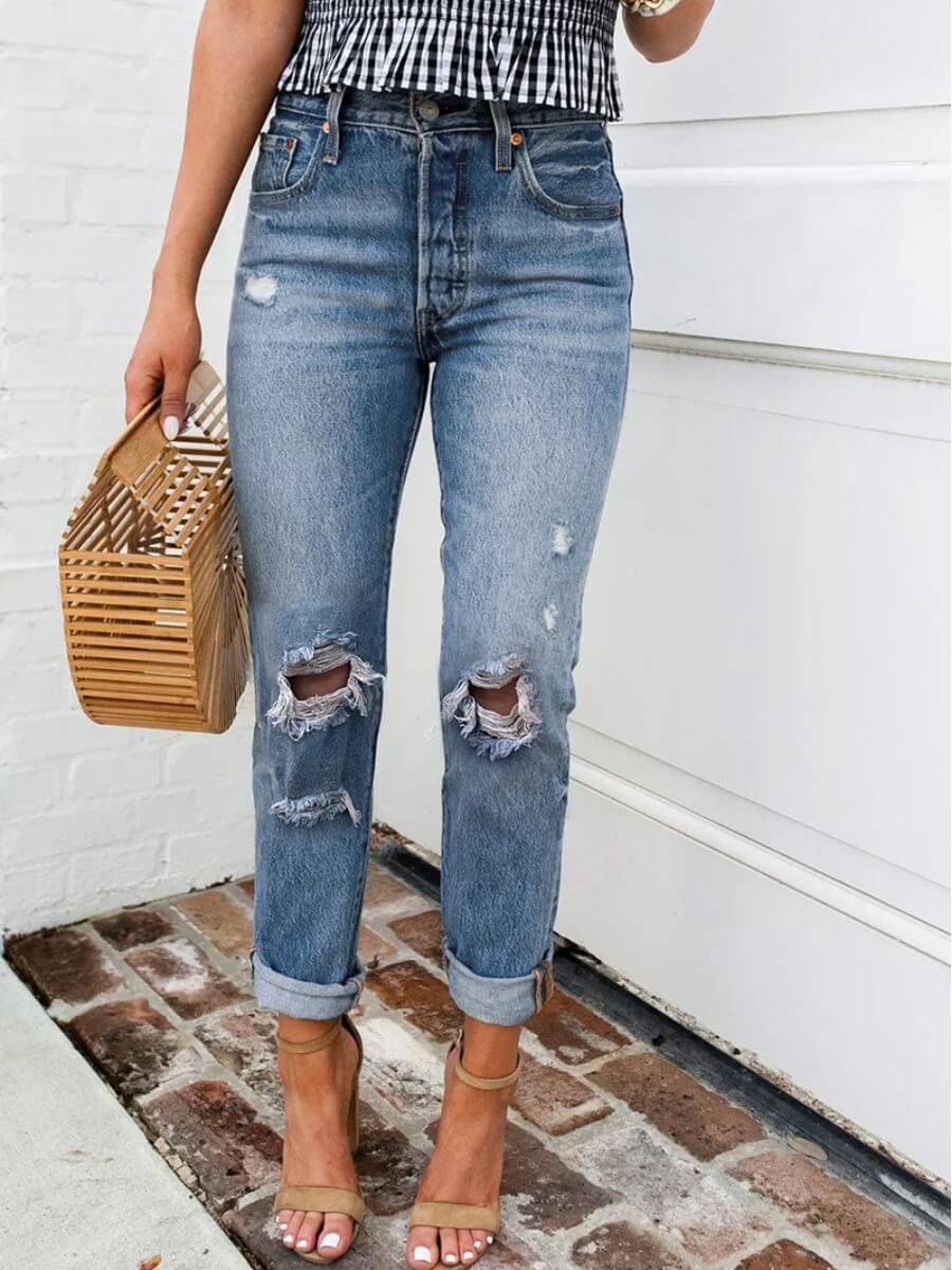 

LW Casual Broken Holes Blue Jeans