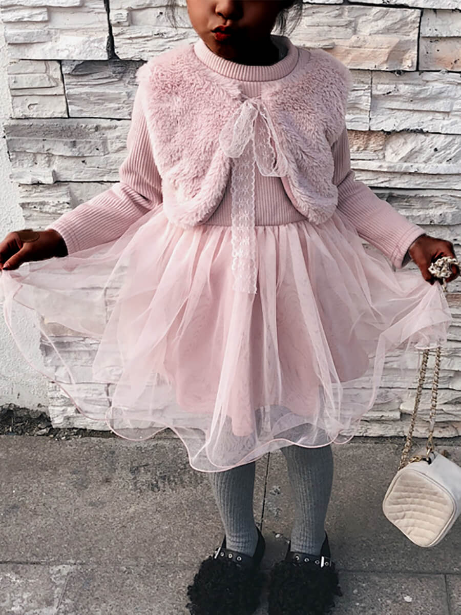 

Lovely Sweet Patchwork Pink Girl Knee Length Dress