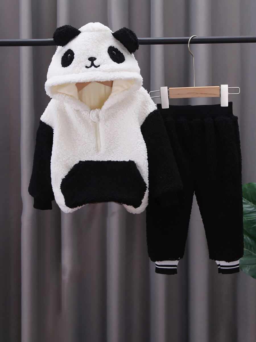 

Lovely Swee Hooded Collar Patchwork White Girl Two-piece Pants Set