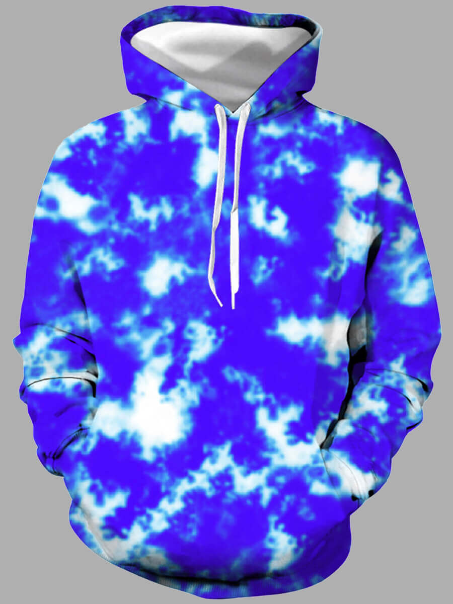

Lovely Street Hooded Collar Tie-dye Blue Men Hoodie