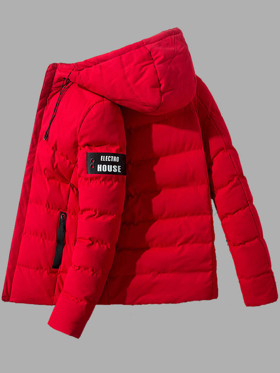 

Lovely Casual Hooded Collar Letter Red Men Cotton-padded Clothe