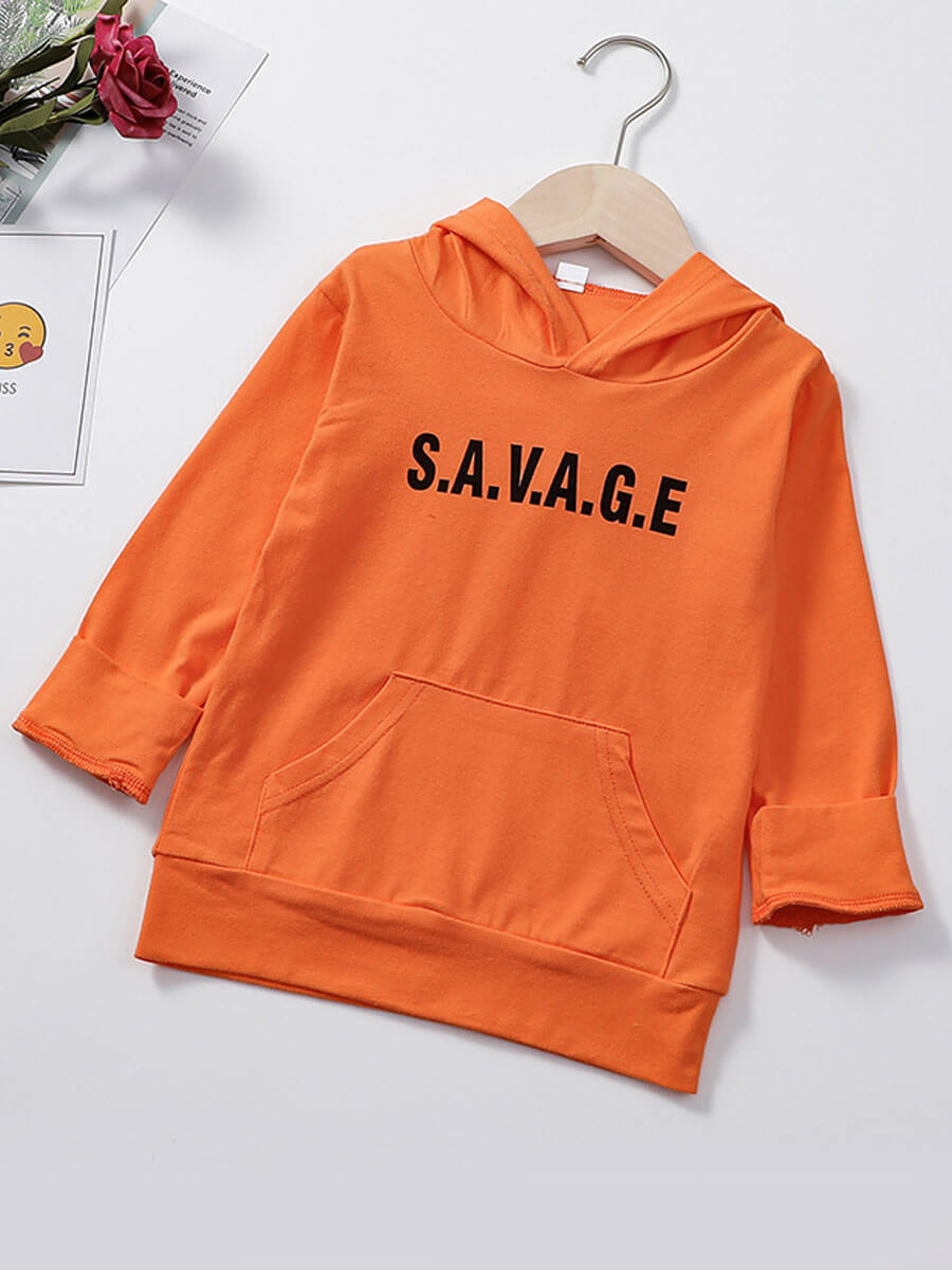 

Lovely Trendy Hooded Collar Letter Orange Girl Hoodie