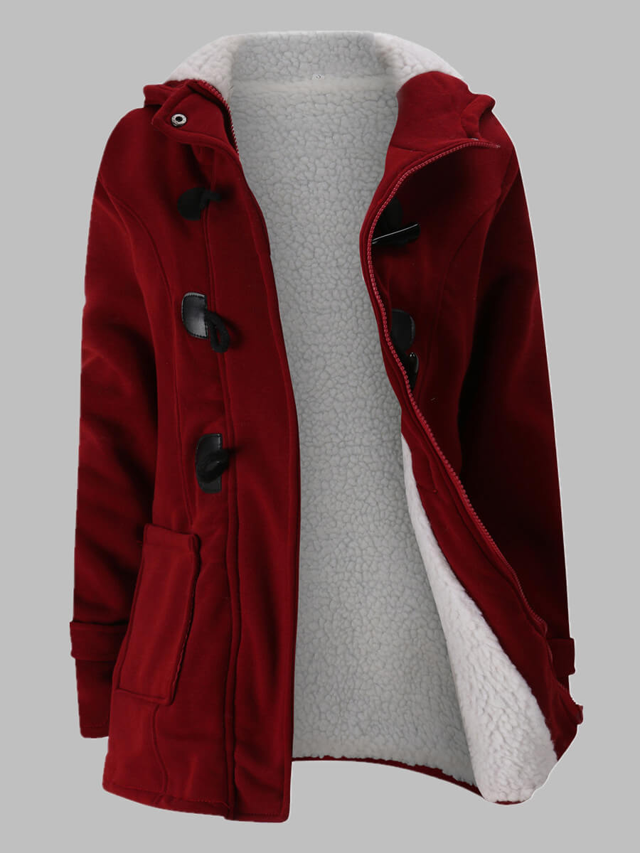 

Lovely Casual Hooded Collar Zipper Design Wine Red Parka