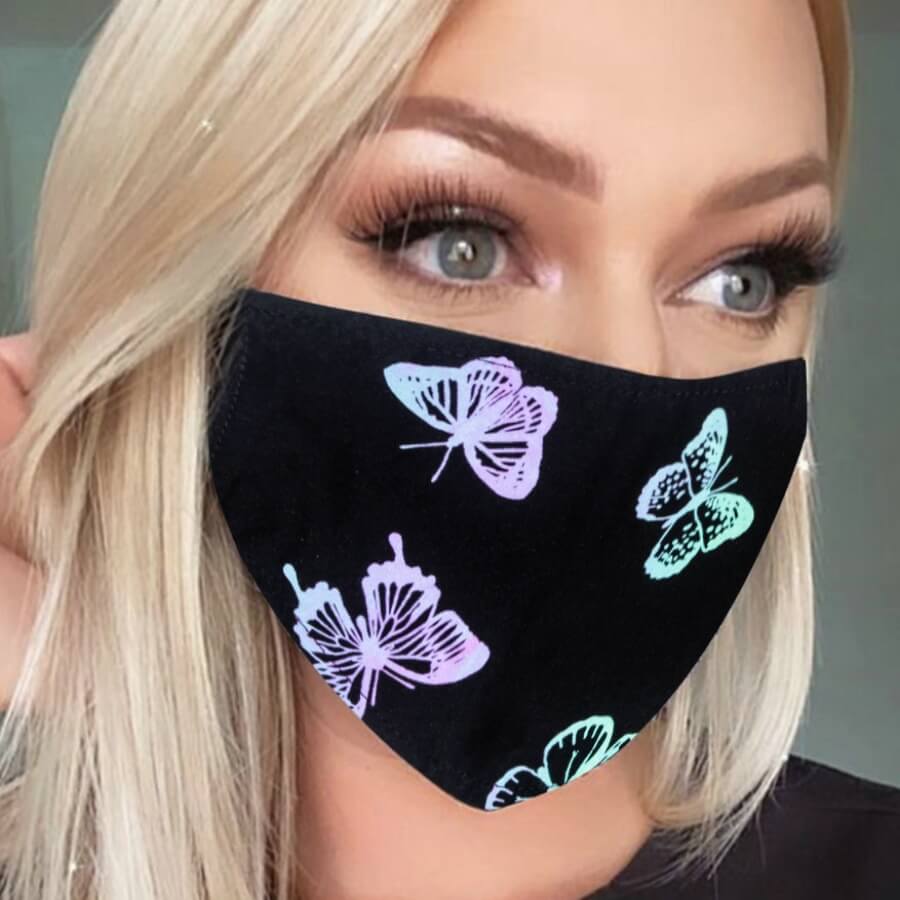 

Lovely Butterfly Print Black Face Mask