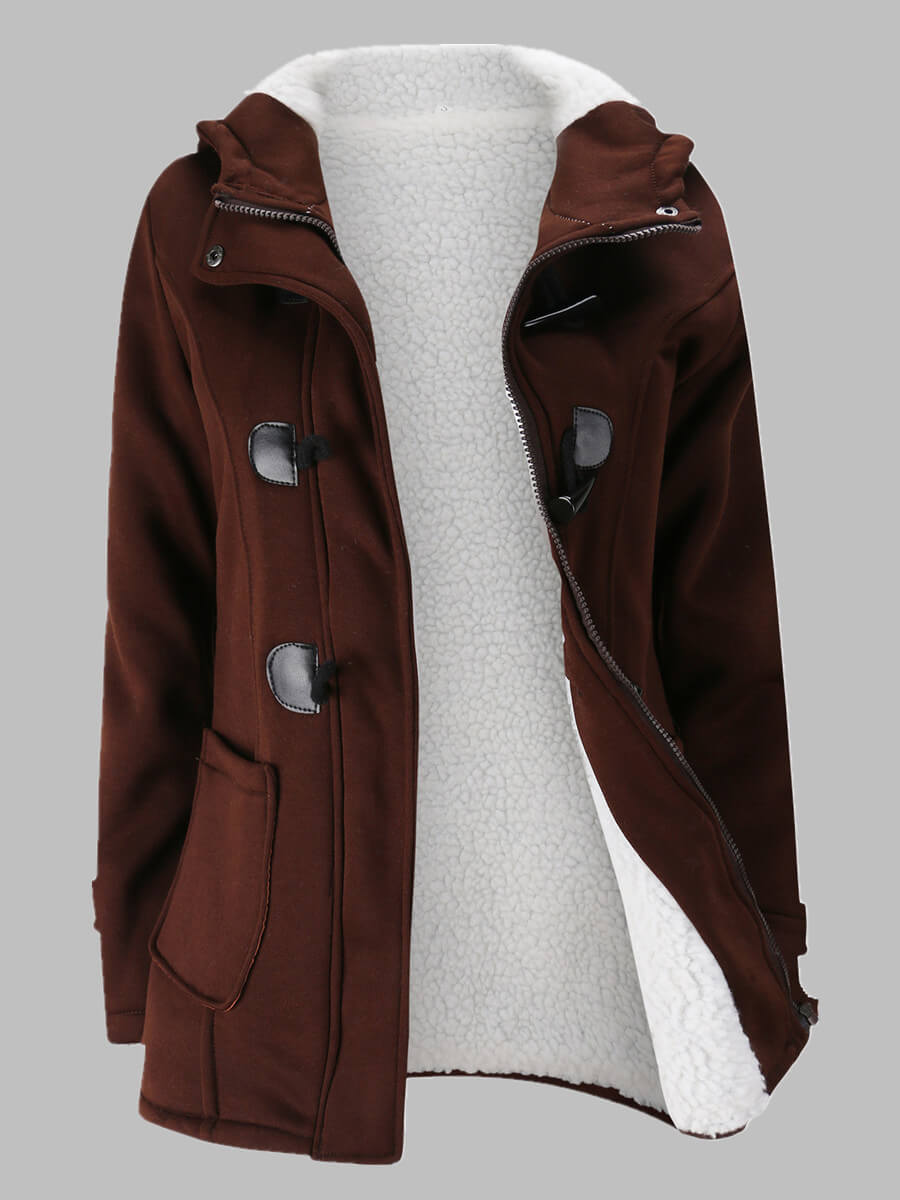 

Lovely Casual Hooded Collar Zipper Design Coffee Parka