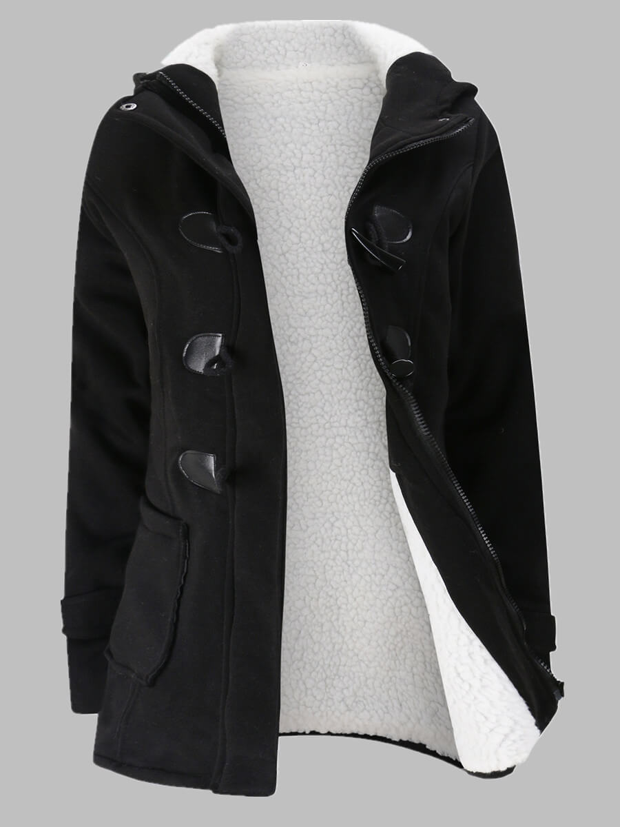 

Lovely Casual Hooded Collar Zipper Design Black Parka