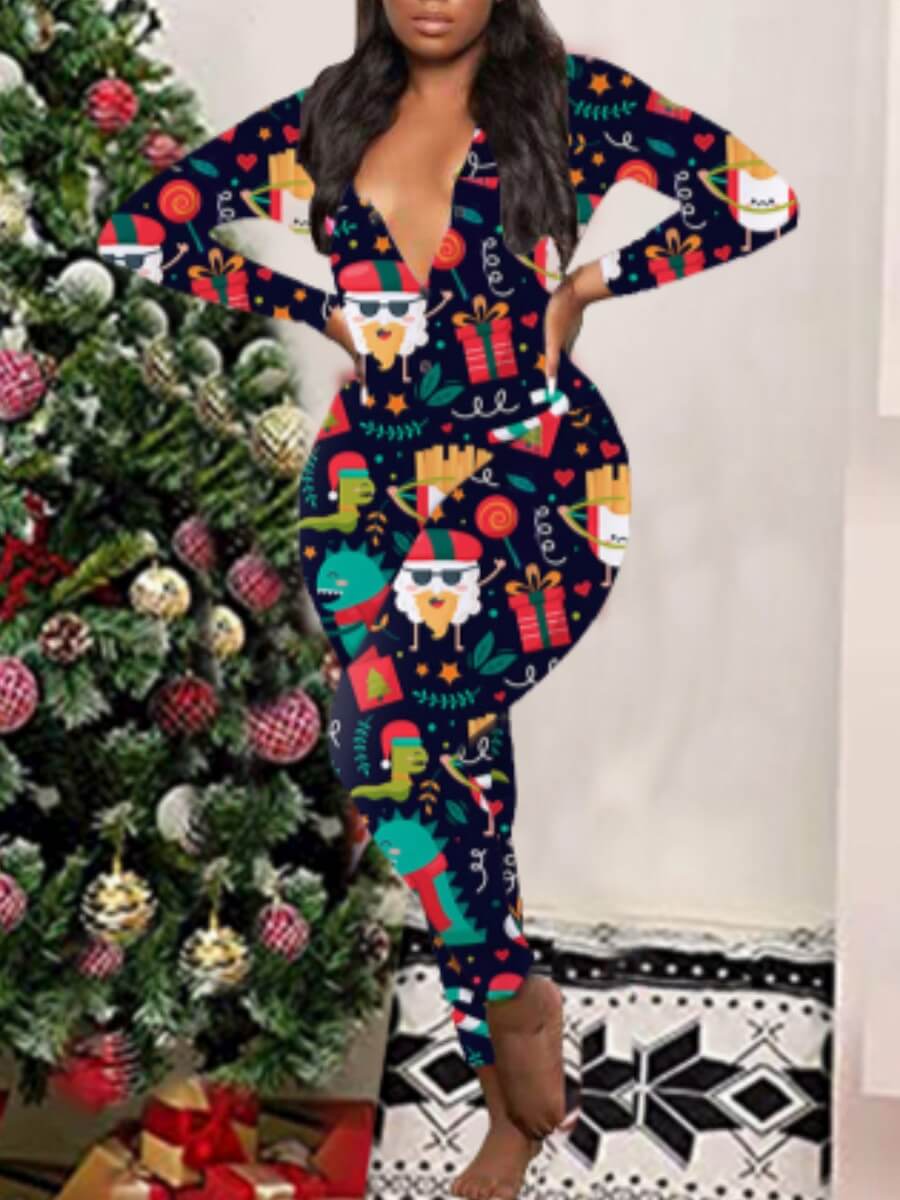 

Lovely Christmas Day Full Print Multicolor Sleepwear, Multi