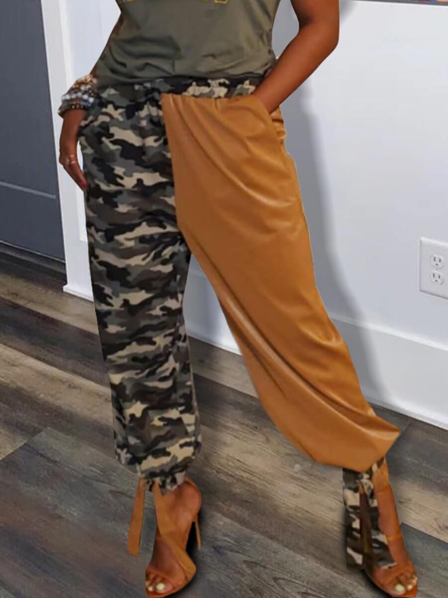 

Lovely Street Camo Print Patchwork Pants