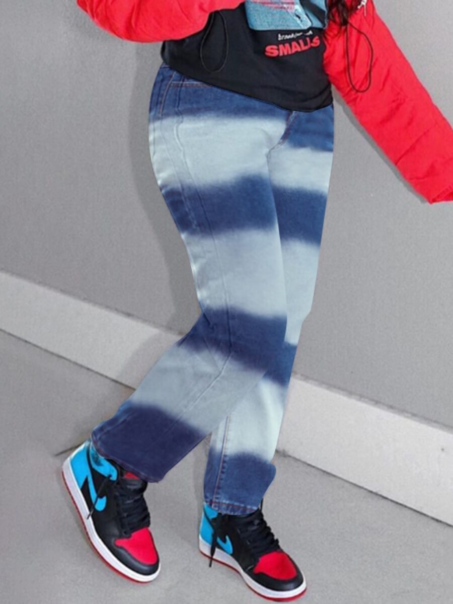 

Lovely Street Tie-dye Blue Jeans