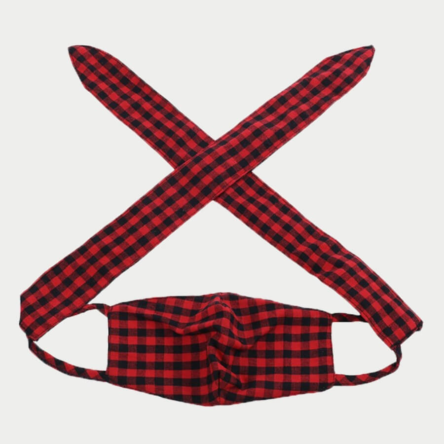 

Lovely Grid Print Wine Red Face Mask