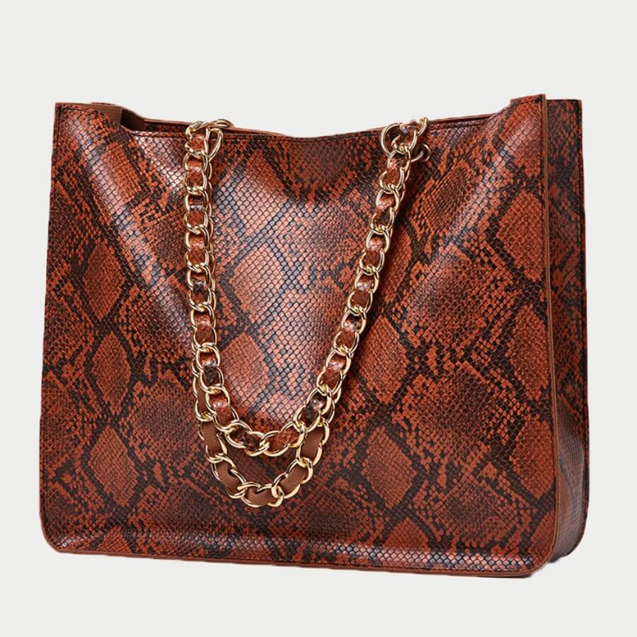 

Lovely Trendy Print Chain Strap Brown Shoulder Bags