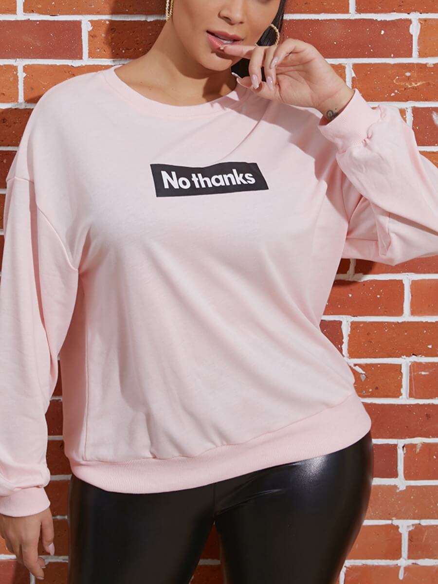 

Lovely Street O Neck Letter Print Pink Hoodie