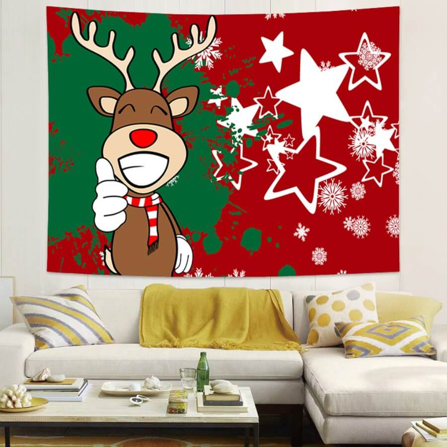 

Lovely Christmas Day Print Red Wall Cloth