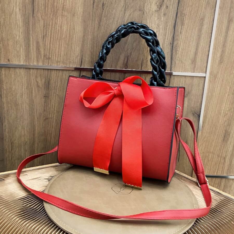

Lovely Trendy Lace-up Red Crossbody Bag