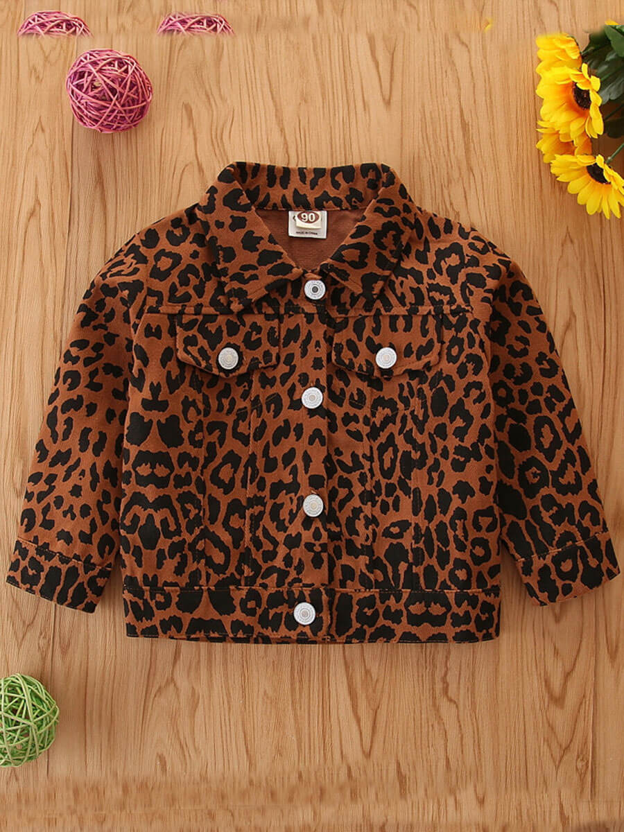 

Lovely Trendy Shirt Collar Leopard Print Coffee Girl Coat