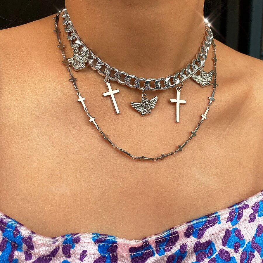 

Lovely Stylish Cross Silver Necklace
