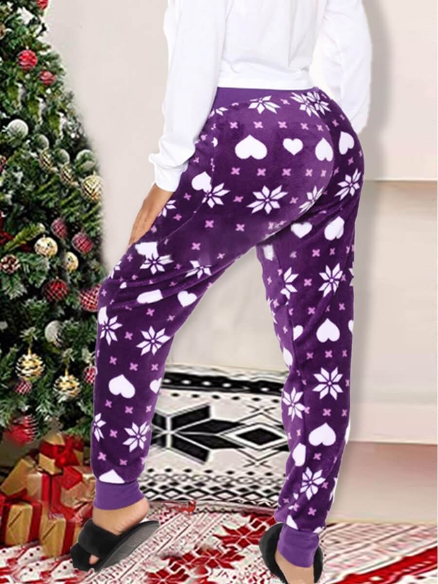 

Lovely Christmas Day Print Purple Sleepwear