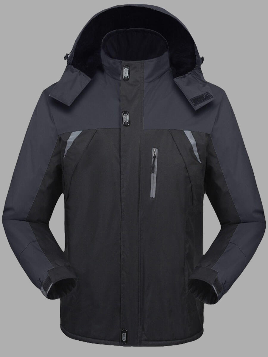 

Lovely Casual Hooded Collar Color-lump Black Men Cotton-padded Clothe
